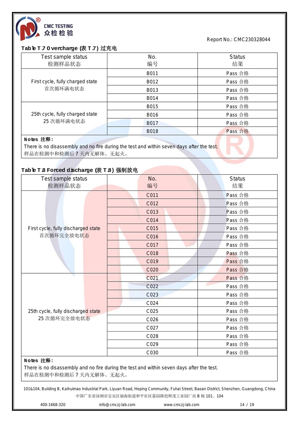 UN38.3 Test Report — page 14